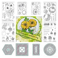 circle dinky rectangle squares hexagon daisy floral buttons garden stamps and dies new 2022 scrapbook diary decoration stencil