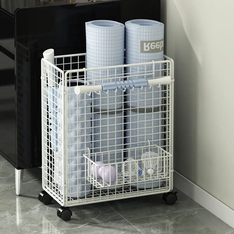 Yoga mat storage tube badminton racket storage bucket foam roller, fitness sports equipment storage basket seam shelf rack