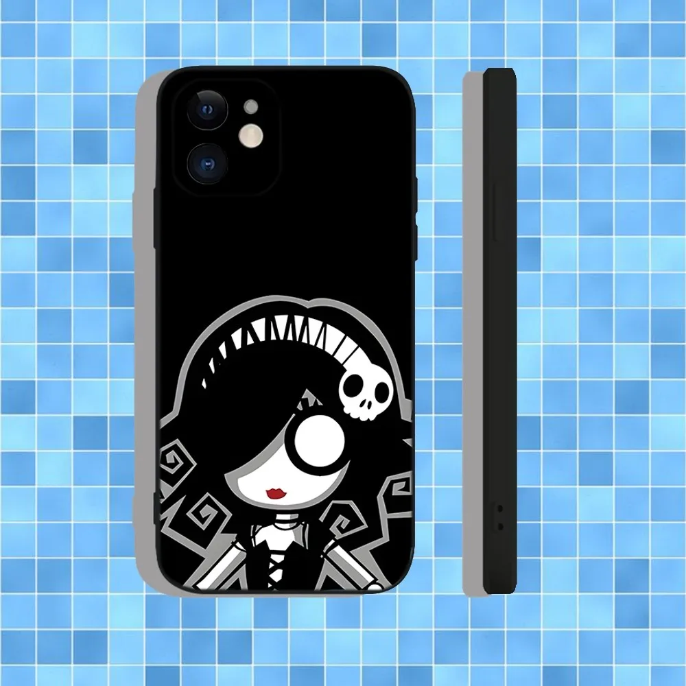 Фото Чехол для телефона Love Black And Cute Emo Goth для iPhone 16,15,14,13,12,11,Pro,Max,Plus,X,XS,XR,SE,8,7,Mini,мягкий силиконовый черный чехол №4