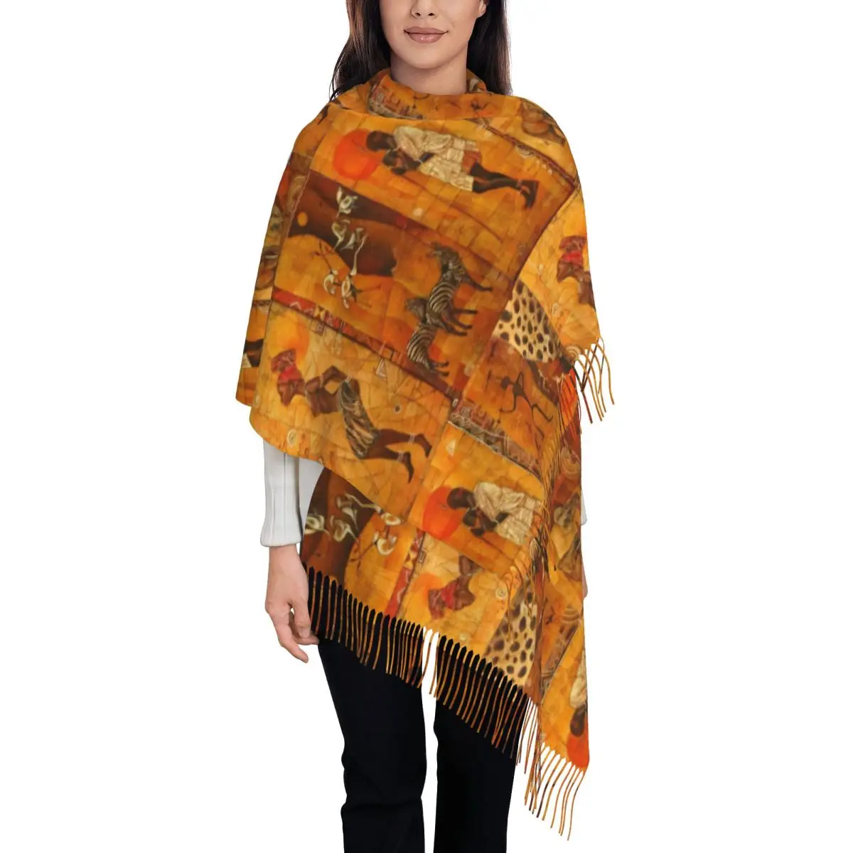 Индивидуальные стильные зимние теплые шали в Африканском этническом стиле с
