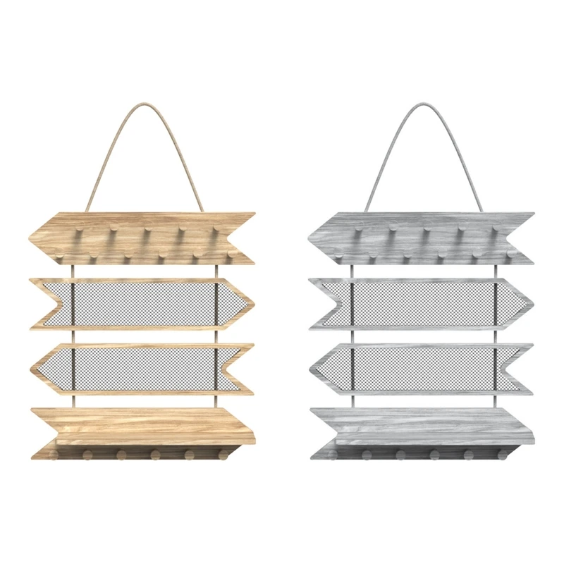 

Wall Mounted Jewelry Stand with Hook Signpost Display Rack Net Grid Stand Holder LXAE