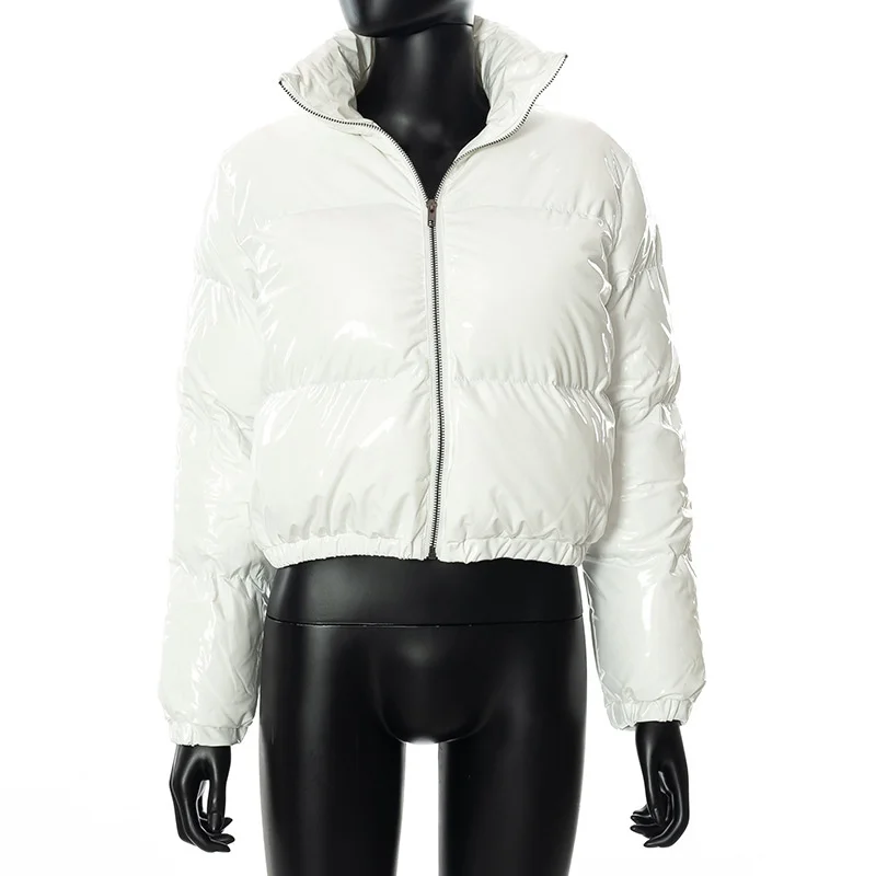 2022 Winter Padded Clothes Women Short crop Coat Candy Colors Puff Sleeve Warm Casual Padded Jacket Outwear