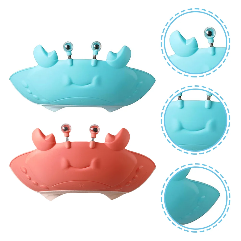 

2 Pcs Crab Shampoo Cap Kids Hair Washing Hat Bathing Sun Visor Plastic Waterproof