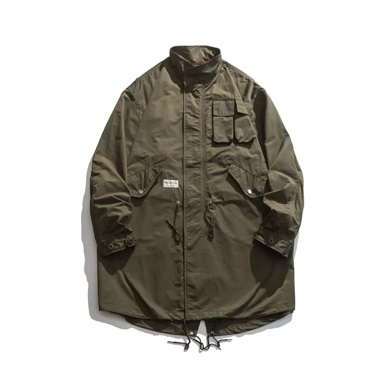 

Trend Pocket Trench Coat Outdoor Trekking Travel Climbing Hiking Walking Windbreaker Cargo Jacket Camp Tooling Overalls