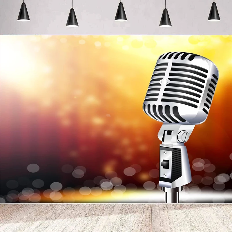 Фон для фотосъемки с микрофоном боке блестящие пятна караоке рок-ролл концерт