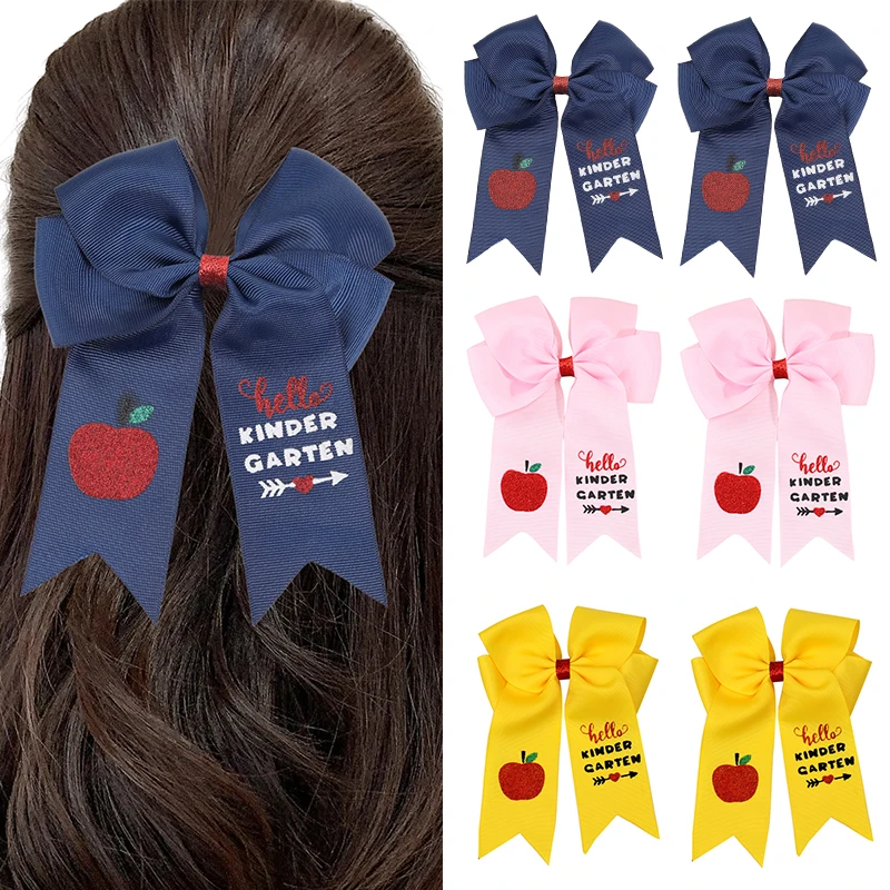 Oaoleer Снова в школу, большой бант для волос с зажимами для маленьких девочек, Шпилька для волос, заколки для волос, студенческие головные уборы, подарки