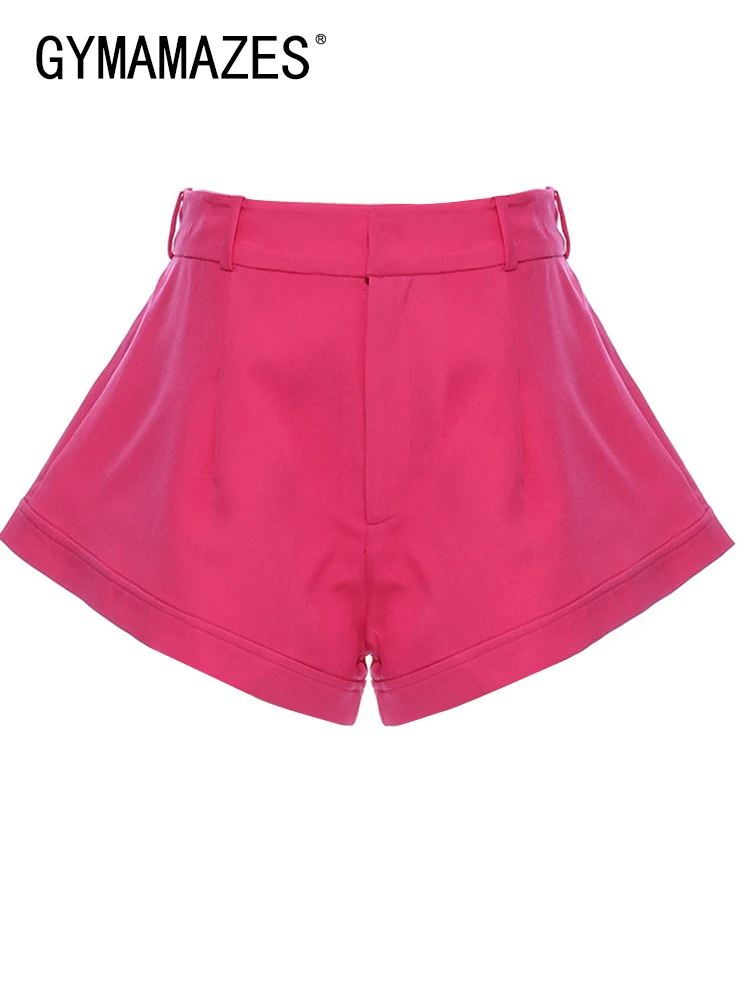 

GYMAMAZES Minimalist Solid Shorts Skirts For Women Gathered Waist Wide Leg Short Pants Female Clothing 2022 Clothing Style New