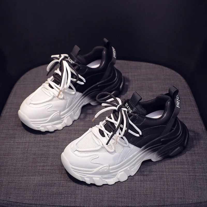 Мужские и женские спортивные туфли темно-синие кроссовки на толстой подошве из