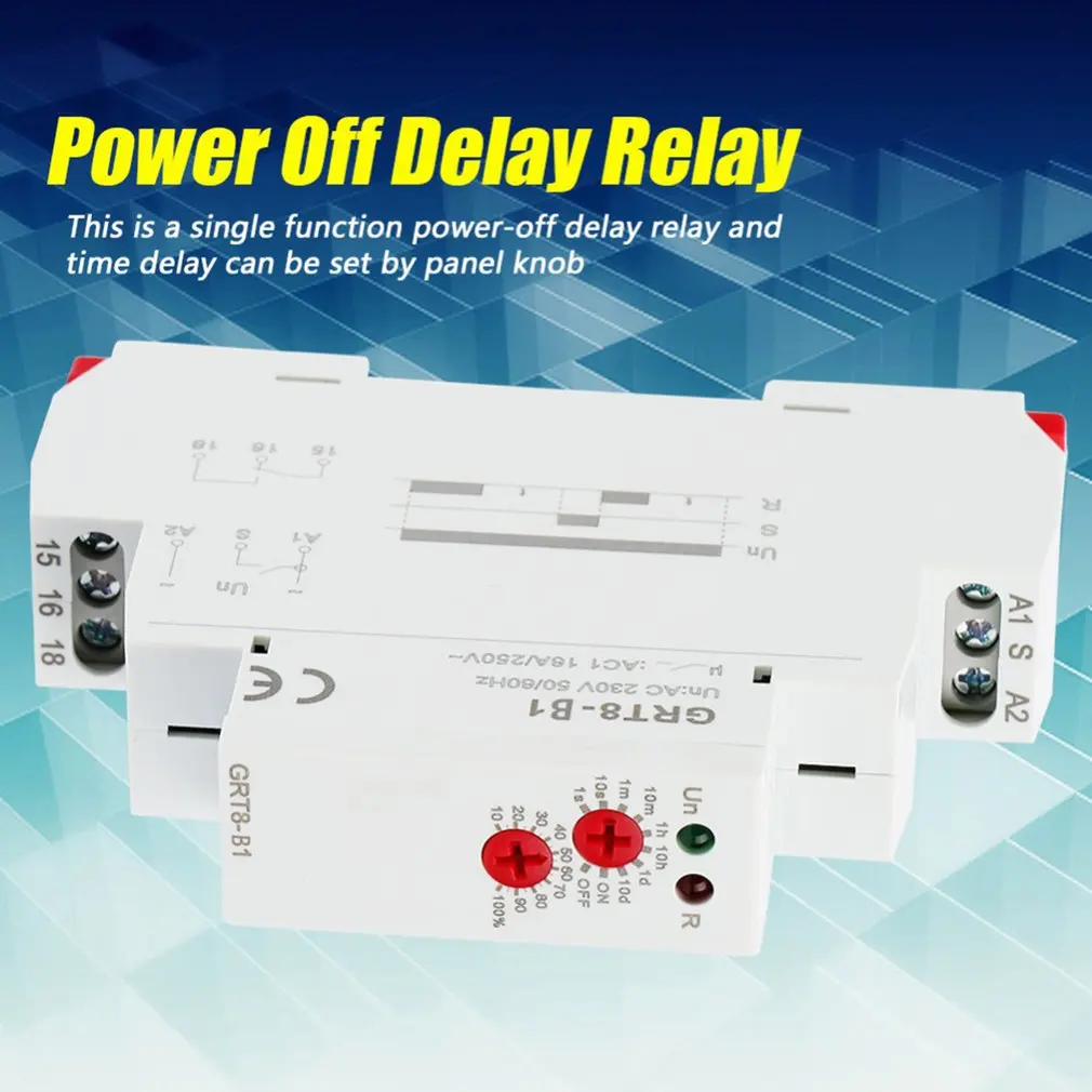 

GRT8-B1 Mini Power Off Delay Time Relay Timer Relay DIN Rail Type AC 220V 50-60Hz Off Delay Time Relay