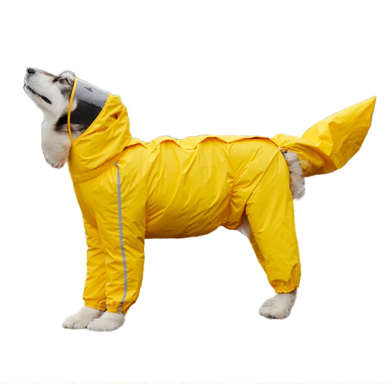 

Dog Raincoat Hoodie with Reflective Strip Waterproof Slicker Lightweight Breathable Overalls Jacket for Medium Large Pet