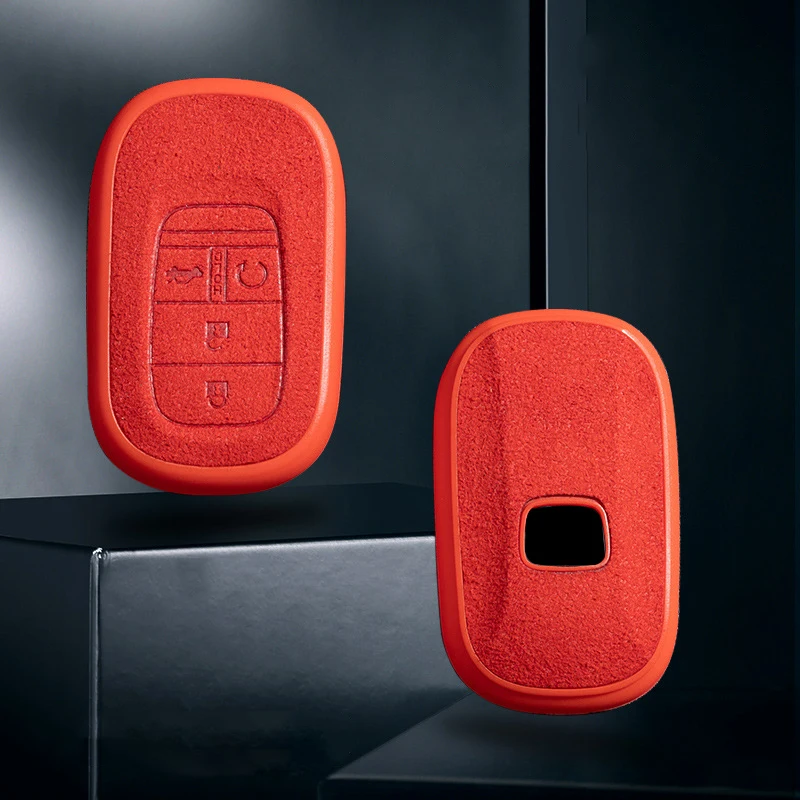 

New TPU Leather Car Remote Key Case Cover Key Shell For Honda Civic Accord Vezel Protector Red Keychain Styling Auto Accessories