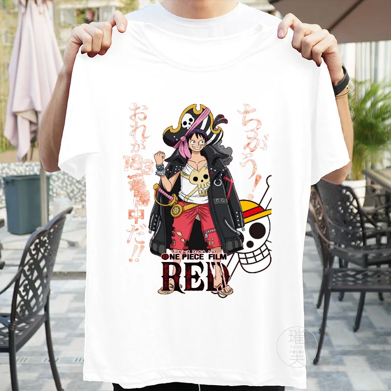 

2022 фотообои с рисунком "красная обезьяна" LuffyT-рубашка Luffy Модная Повседневная 3D печать с коротким рукавом Harajuku o-образный вырез