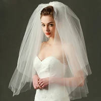 elegant wedding veil for bride white tulle two layers simple bridal veils 2022 elbow length 80 100 cm custom made veil with comb