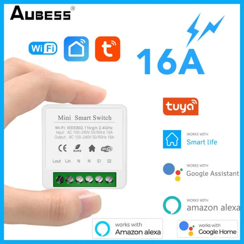 

Умный мини-выключатель Tuya с поддержкой Wi-Fi, 16 А