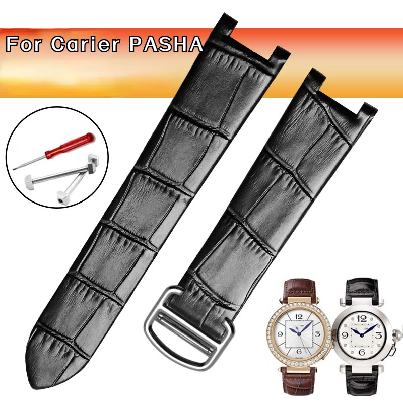 

For Cartier PASHA HPI00508/W3108/HPI004 Crocodile cowhide women men watch strap concave Genuine leatehr watchband 20*12mm