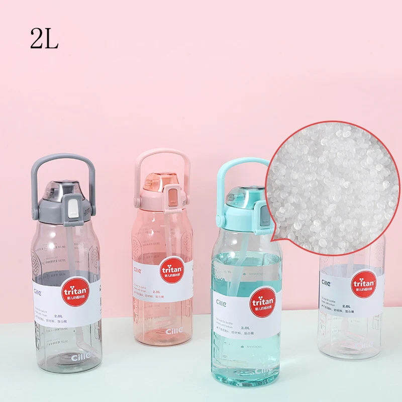 

Saim Large Capacity Water Bottle With Bounce Cover Time Scale Reminder Frosted Cup With Cute Stickers For Outdoor Sports Fitness
