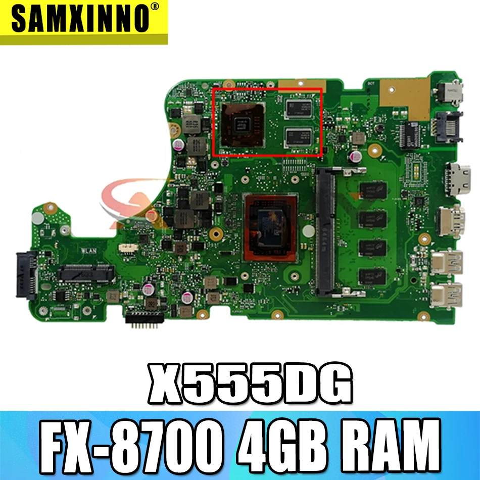 

Akemy For Asus X555YI X555D A555D X555Y X555DG notebook mainboard with FX-8700 CPU 4GB RAM X555DG laptop motherboard tested OK