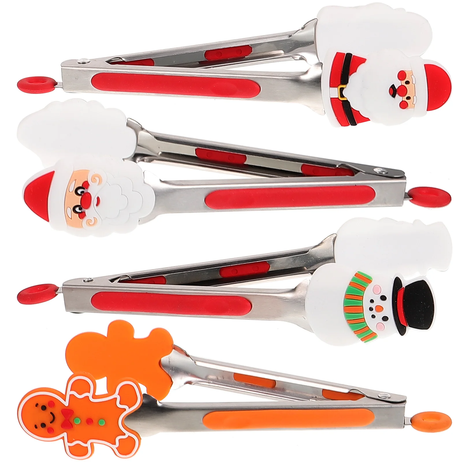 

4 Pcs Steaks Grilling Cooking Tongs Bbq Multi-function Silica Gel Stainless Steel Supply Portable Kitchen