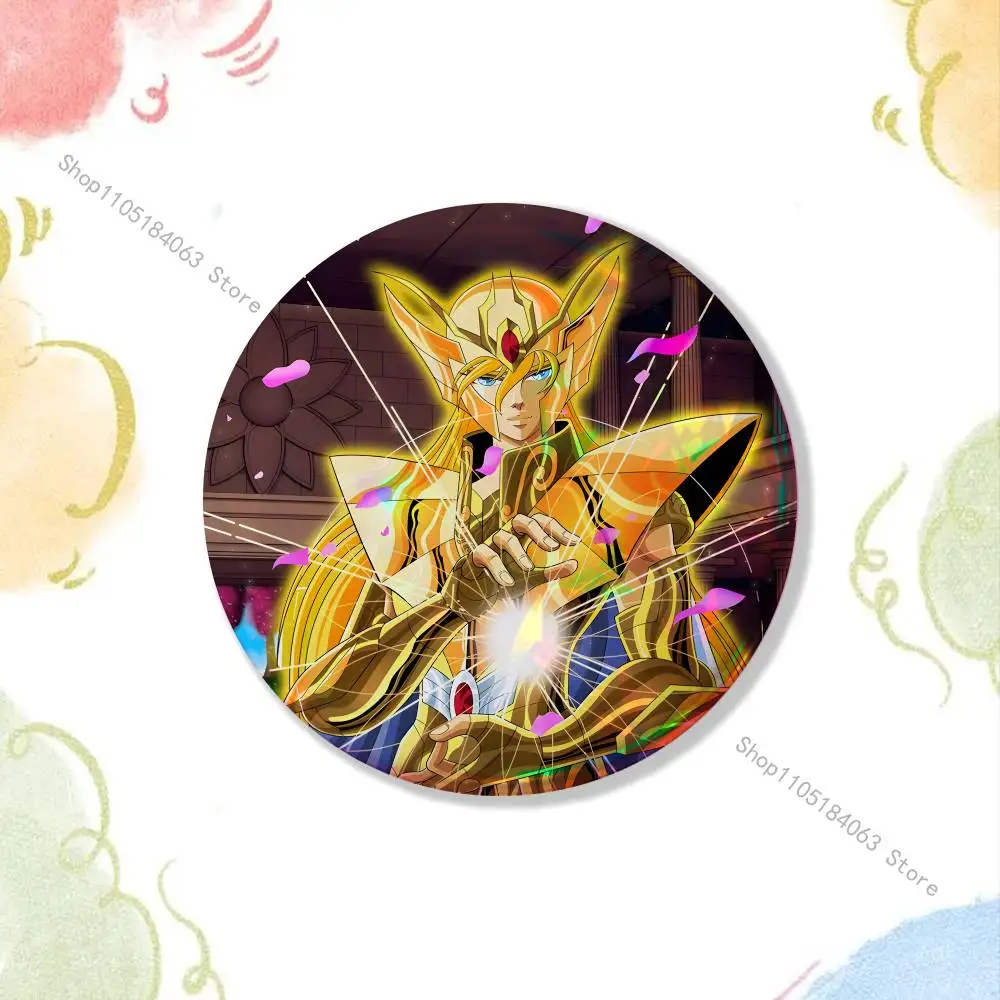 Значок S-Saint Seiya Virgo Shaka для украшения рюкзаков и одежды, круглая жестяная брошь, забавный подарок на заказ для друга. (art.: 3920dcf77d291) - 3920dcf77d291