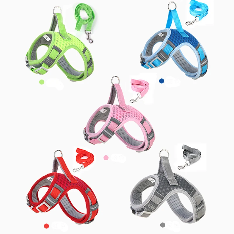 

Chihuahua Harness Glow the Dark Dog Dogs Accessories Breathable Small Chest Long Leash Pectoral Collar Puppy Summer Cooling Vest
