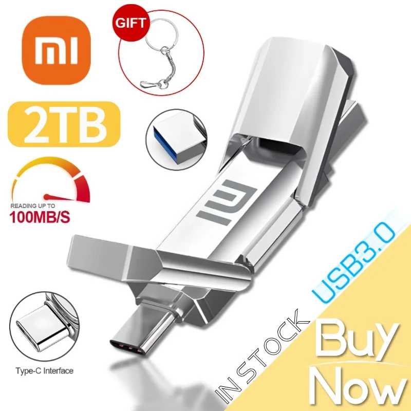 Xiaomi TYPE-C 2 ТБ USB3.0 флэш-накопитель 128 ГБ 256 512 1 USB-накопитель для портативных ПК