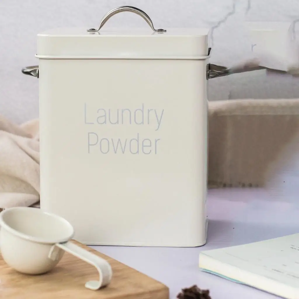 

Multipurpose Laundry Storage Tin Box Portable Light Large Rice Container Sealed Box Lid for Kitchen Bathroom