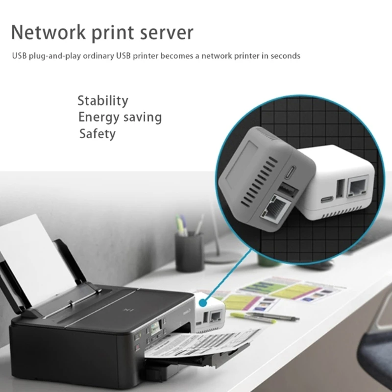 NP330 Net-work USB 2.0 Print Server USB2.0 Mini Printer Server 100Mbps RJ45 Connection for Androids Phones Computer images - 6