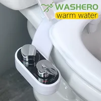 WASHERO Bidet Hot And Cold Bidet For Toilet Seat Non Electric Heated Water Sprayer Dual Nozzle Warm Water Japanese Cover Shattaf