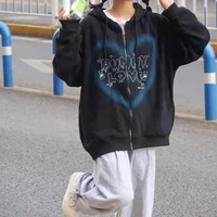women hip hop sweatshirts y2k hoodie jacket cute anime graffiti heart letter bear print coat autumn harajuku hoodie outwear