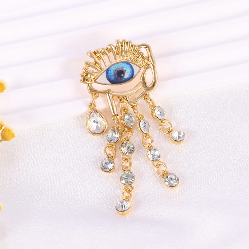 Классические модные броши в стиле барокко с синими дьявольскими глазами для