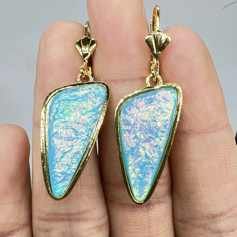 

FONECT Pendientes De ópalo Triangulares Con Incrustaciones 18K Para Mujer Aretes Colgantes De Compromiso Para Boda Nueva Moda