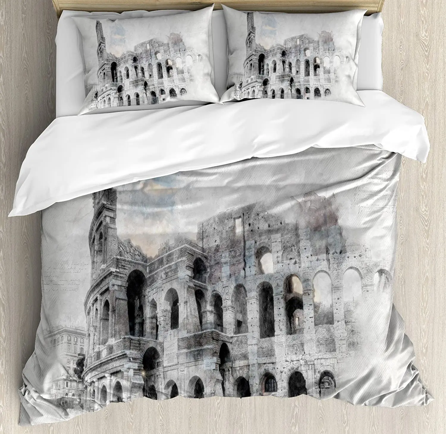 

Sketchy Bedding Set For Bedroom Bed Home Ancient Historical Ruins Colosseum Artwork Italy Duvet Cover Quilt Cover And Pillowcase