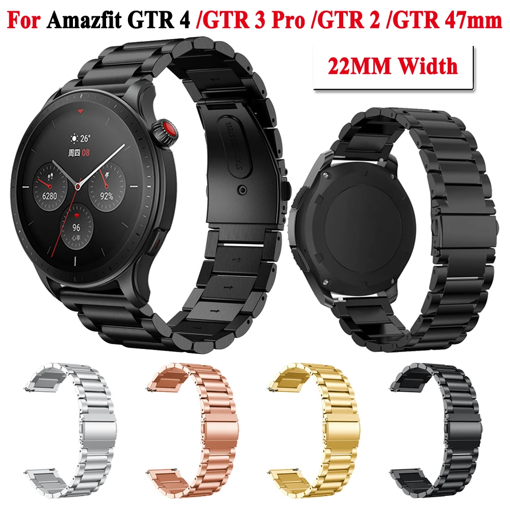 

22mm Stainless Steel Bracelet Bands For Amazfit GTR 4 Watch Strap Wristband For Amazfit GTR 3 Pro/GTR 2/2e Pace Stratos GTR 47mm
