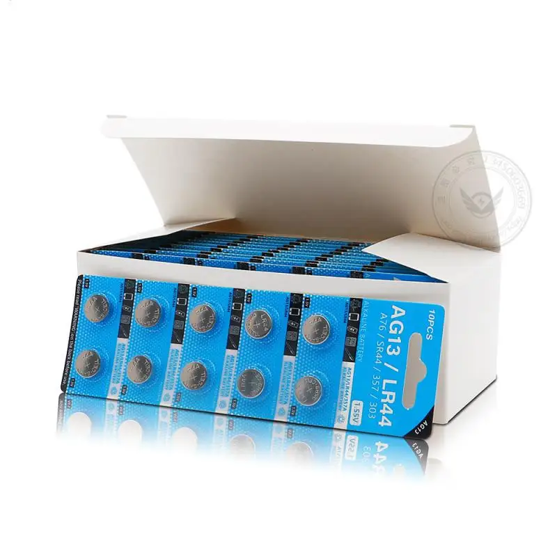 50/10 шт. AG13 LR44 A76 357 357A LR1154 SR1154 SR44 1 55 В щелочная батарея для часов калькулятора