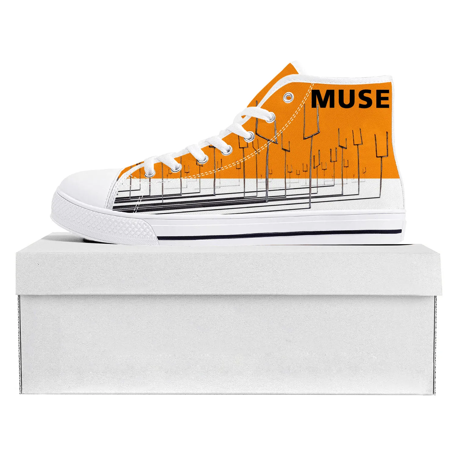 Muse Rock Band England High Top High Quality Sneakers Mens Womens Teenager Canvas Sneaker Casual Couple Shoes Custom Shoe White