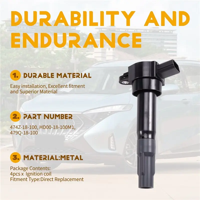 Комплект из 4 катушек зажигания AS57 (474Z-18-100) для Haima 3, Freema, Haima 7, Haima 2. Автоаксессуары: 479Q, 484Q, 474Q (art.: 3920da2fae44e) - 3920da2fae44e