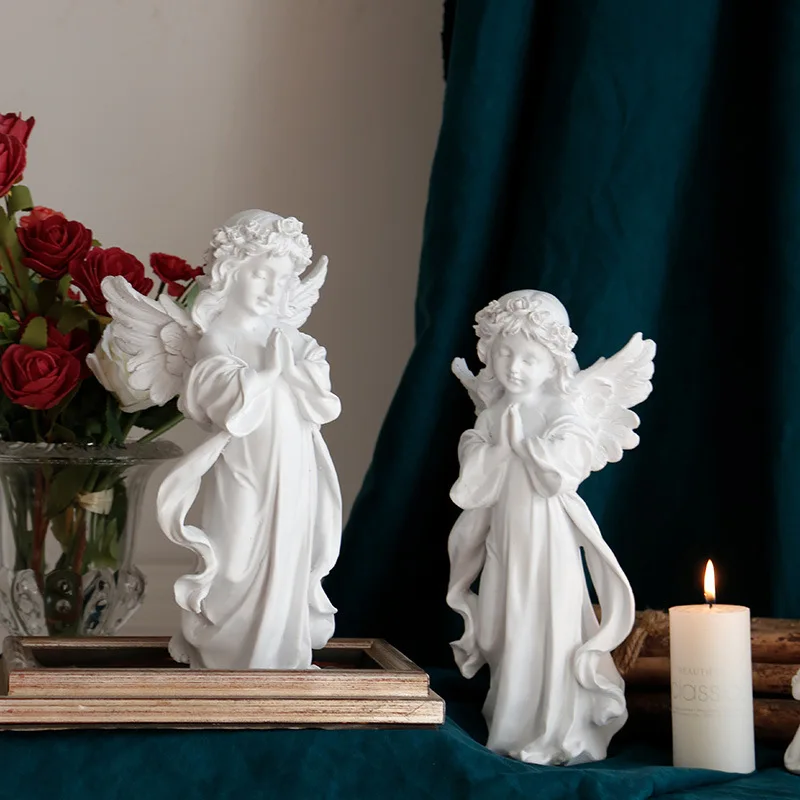 

Praying Angel Plaster Miniature Figurines Ornaments Office Study Desktop Decor Resin Figurines Crafts American Home Decor Gift