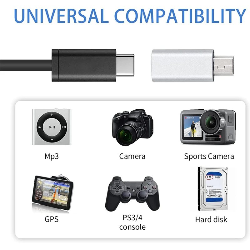 USB C к Mini 2.0 адаптер типа Женский Мужской конвертер для GoPro MP3 плееров автомобильной камеры