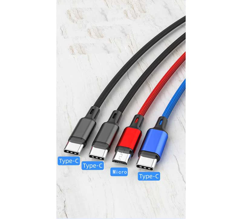 

4 в 1 USB-кабель для передачи данных для Huawei Xiaomi Android type-C, быстрое зарядное устройство, зарядный кабель, зарядный провод для iPad