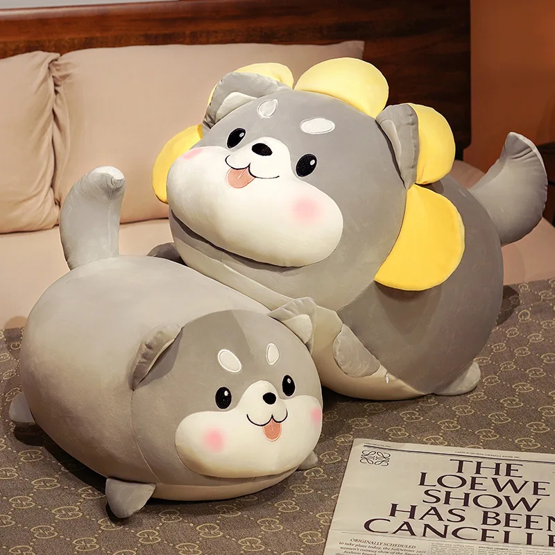 

Плюшевые игрушки хаски с мультяшным подсолнухом, хлопковые пуховые полностью Теплые подарки-спутники, подставка для куклы для девушки, 35-70 ...