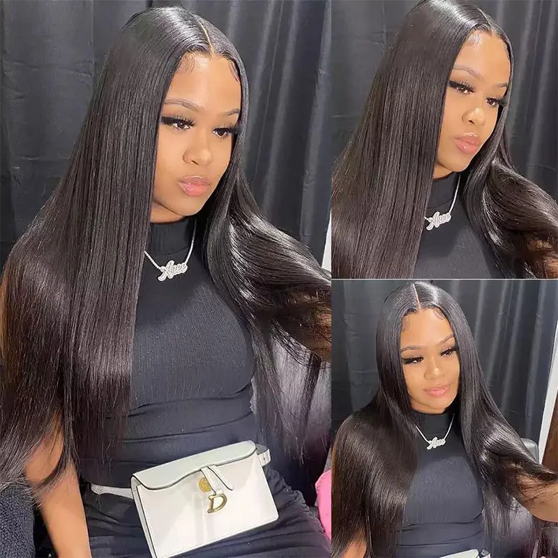 Straight V Part Human Hair Wigs No Leave Out 30 Inches Brazilian Remy Wigs For Black Women Glueless Bones Straight U Part 180%