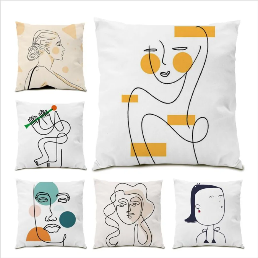 

Living Room Decoration Luxury Throw Pillow Covers Line Cushion Cover 45x45 Gift Geometric Poster Modern Color Geometry Bed E0320