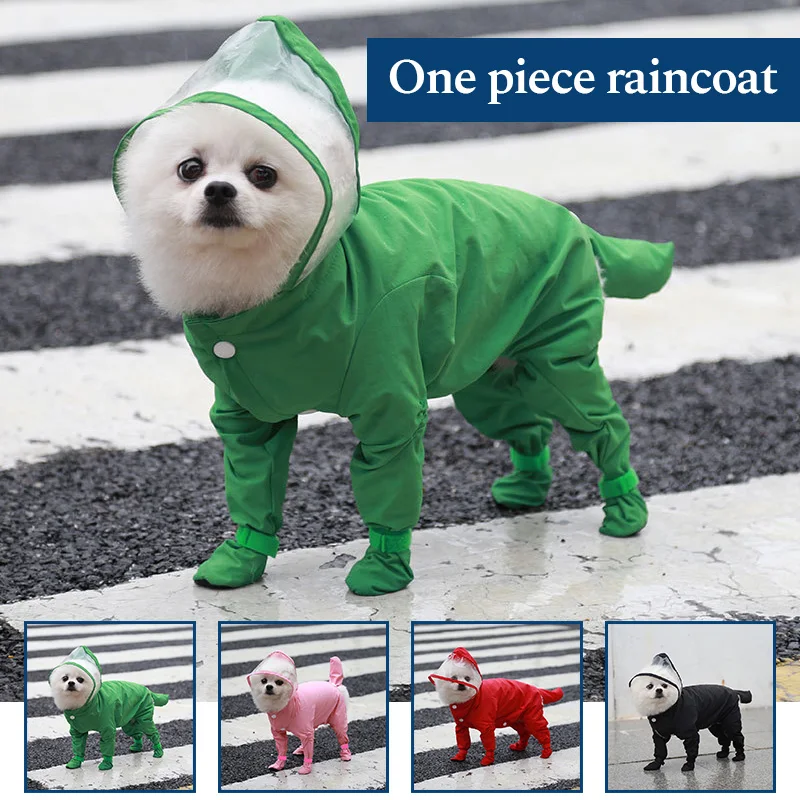 

Pet Cats Raincoat Transparent Hooded Jumpsuit Dog Cat Waterproof Coat Clothes Jacket Outdoors Pet Supplies For Four Seasons