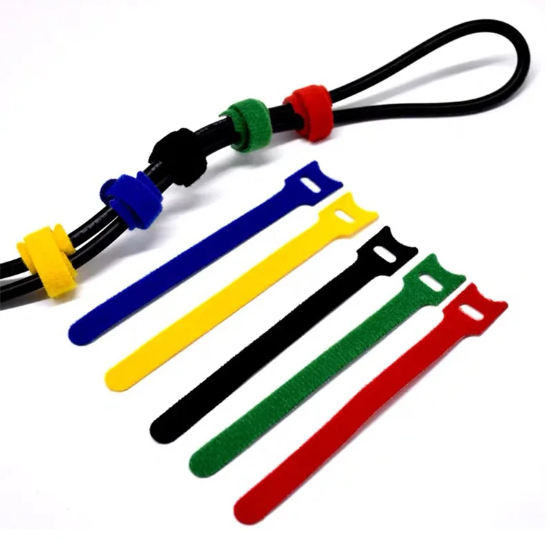 

100pcs Reusable Cable Ties Back To Back Hook and Loop Colorful Plastic Removable Cable Ties Nylon Cable Ties 12x150/12x200mm