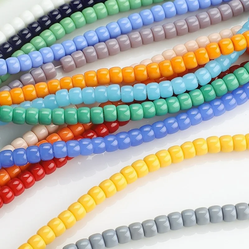 

Glass Barrel Beads 6*8MMDIY Jewelry Accessories Porcelain Color Imitation Jade Glass Cylindrical Beads Frosted Beads Scattered