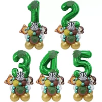 35pcs 1 9 jungle safari animal number balloons set kids 1 2 3 years birthday party decoration forest party supplies baby shower