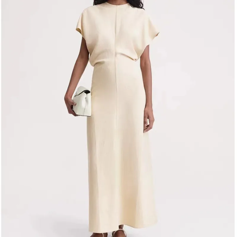 

Роскошное нишевое темпераментное длинное платье с завышенной талией 2023, женское ТРАПЕЦИЕВИДНОЕ элегантное платье во французском стиле с плиссированной талией