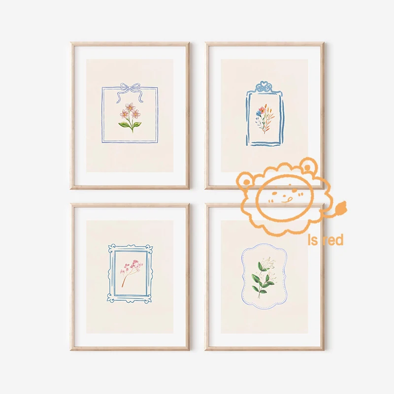 Винтажный постер с растительным принтом холст рисунком маргаритки колокольчика