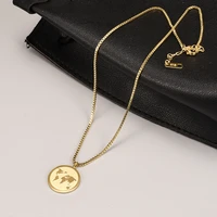 316l stainless steel earth coin necklace for women gold metal world map medal pendant choker femme adjustable chain