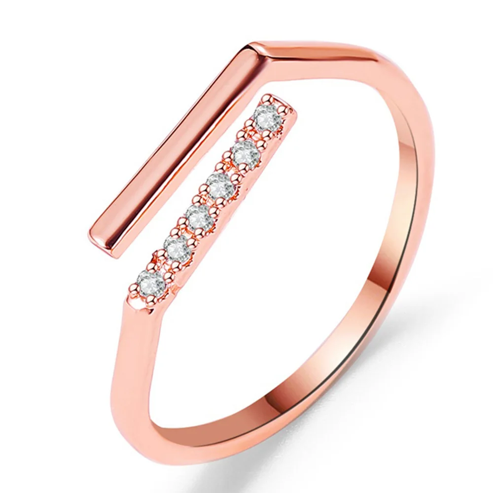 

Simple Style Adjustable Opening Rings for Women New Fashion Rhinestone Thin Metal Rings Index Finger Ring Trendy Jewelry Gift